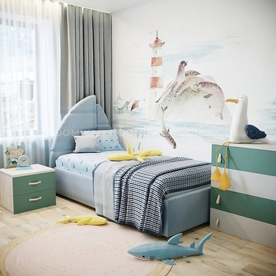 Кровать односпальная мягкая ПАРУС с подъемным механизмом, 90х200