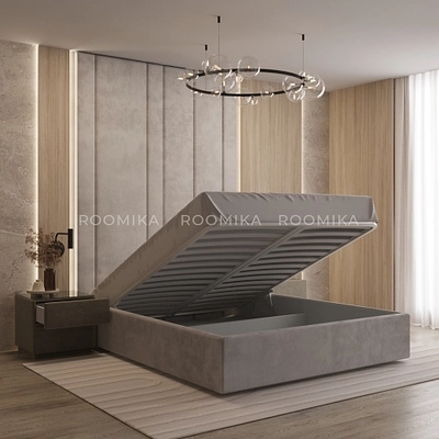 Мягкая кровать-подиум с коробом для хранения, 200x200