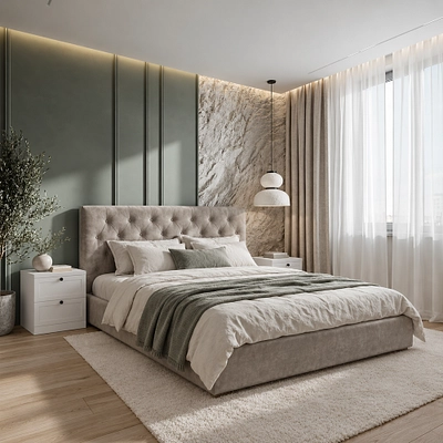 Кровать двуспальная мягкая МИРА с подъемным механизмом, 160x200