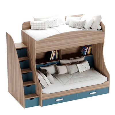 Кровать двухъярусная E980 с лестницей комодом