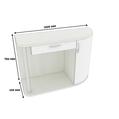 Туалетный столик с ящиком и радиусным фасадом P700.51 L/R