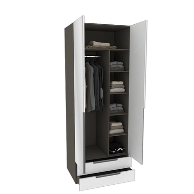 Шкаф 2 дверный с ящиками с зеркалом, фасады в эмали LE211.60Z