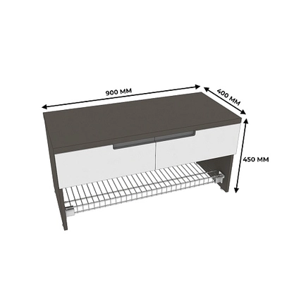 Тумба с 2 ящиками и полкой для обуви, фасады в эмали LE-462