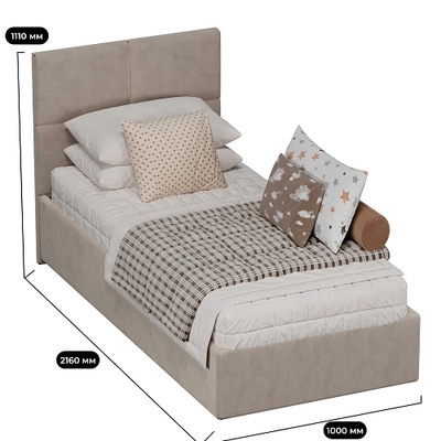 Кровать односпальная мягкая ВЕРСАЛ с подъемным механизмом, 90x200