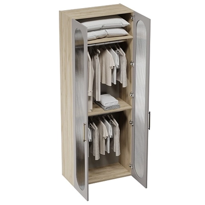 Шкаф двухдверный узкий, фрезерованные фасады в эмали LE210.44-1