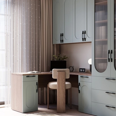 Cтол угловой равносторонний, фрезерованные фасады в эмали LE716