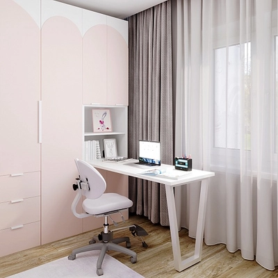 Розовая комната для девочки подростка Лацио, фасады в эмали 105