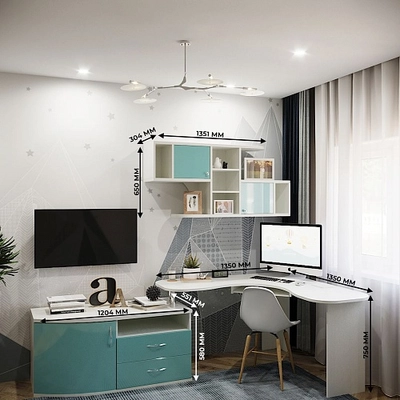 Рабочая зона с тумбой и столом Палермо для школьника