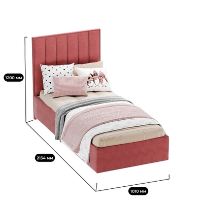 Кровать односпальная мягкая ЛИБЕРТИ с подъемным механизмом, 90x200