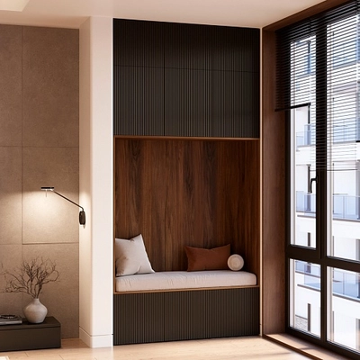 Балкон с удобной мягкой нишей и шкафом в эмали №132