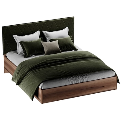 Кровать двуспальная Lazio с парящим эффектом и мягким чехлом в полоску, 160x200