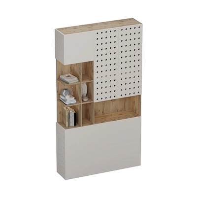 Шкаф двухдверный с фальш стенкой и нишей с подсветкой, фрезерованные фасады в эмали LE212.3