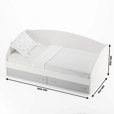 Кровать односпальная с ящиками P902N, 90x190