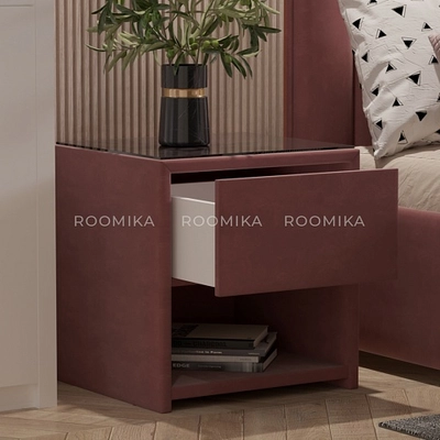 Тумба прикроватная мягкая, стекло прозрачное САНРАЙС 751