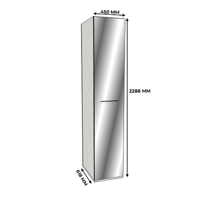 Шкаф одностворчатый узкий с зеркалом, фасады МДФ CG-220.60Z