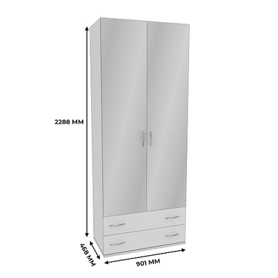 Шкаф 2 дверный с ящиками и зеркалом P211.45Z