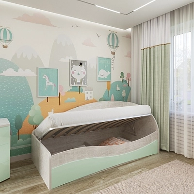 Кровать односпальная P901 с подъемным механизмом, 90x190