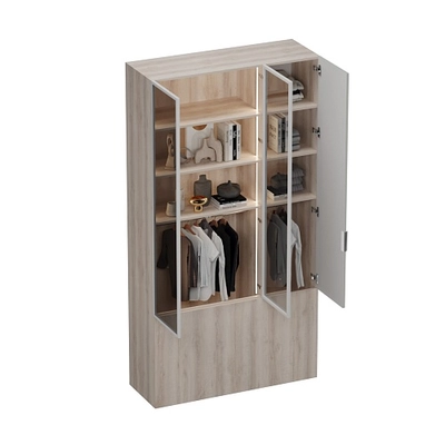 Шкаф трехдверный со стеклом в профиле с подсветкой, фрезерованные фасады в эмали LEF212.4-120 L/R