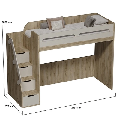 Кровать-чердак E977, 90x200 L/R