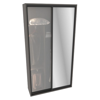 Шкаф-купе ХG140.45-3, профиль INTEGRO, фасад зеркало серебро/стекло Сатинато белое