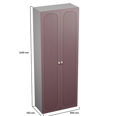 Шкаф двухдверный узкий, фрезерованные фасады в эмали LE210.44-1