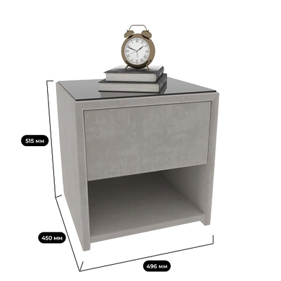 Тумба прикроватная мягкая, стекло прозрачное САНРАЙС 751