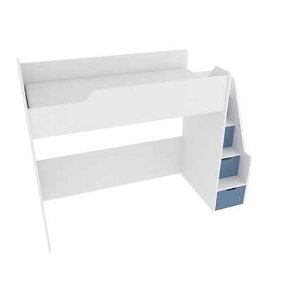 Кровать-чердак  с лестницей комодом, фасады в эмали LE907, 90x200 L/R