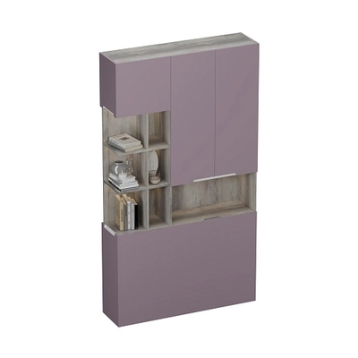 Шкаф двухдверный с фальш стенкой и нишей с подсветкой, фасады в эмали LE212.3