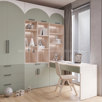 Ниша с рабочей зоной, фрезерованные фасады в эмали LE425 L/R