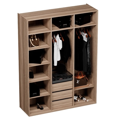 Шкаф со складными дверями, со стеклянной полкой в металлическом профиле с подсветкой L264