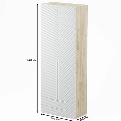 Шкаф 2 дверный с ящиками, фрезерованные фасады в эмали LE211.44