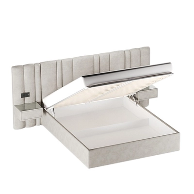 Кровать двуспальная мягкая ХИЛТОН с подъемным механизмом, мягкими панелями и тумбами, 180x200