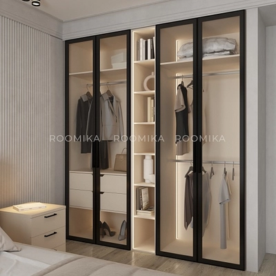 Шкаф для спальни с двумя штангами и полкой с подсветкой R210.60-1