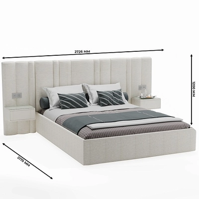 Кровать двуспальная мягкая ХИЛТОН с подъемным механизмом, мягкими панелями и тумбами, 180x200