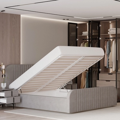 Кровать двуспальная мягкая МАЛЬТА с подъемным механизмом, 200x200