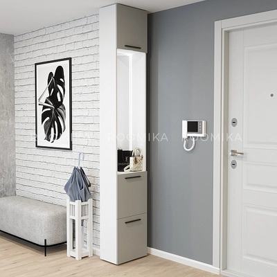 Шкаф завершающий с обувницей и зеркалом L250