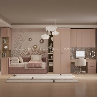 Шкаф двухдверный с фальш стенкой и нишей, фрезерованные фасады в эмали LE212.3