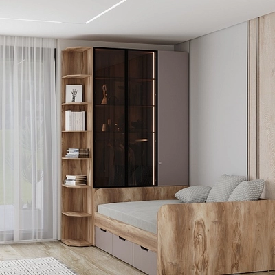 Шкаф трехдверный со стеклом в профиле с подсветкой LF212.4-120 L/R