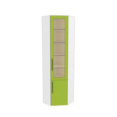 Шкаф угловой книжный со стеклом L247 с подсветкой