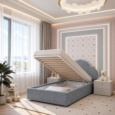 Кровать односпальная мягкая ОБЛАКО с подъемным механизмом, 90x190