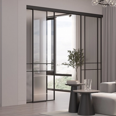 Сатинированная перегородка для спальни, стекло прозрачное и Сатинато GRACE 8