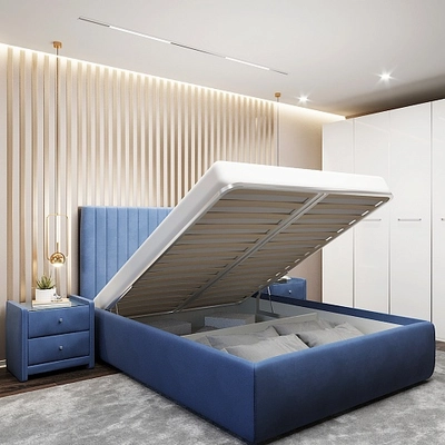 Кровать двуспальная мягкая АСТИ  с подъемным механизмом, 180x200