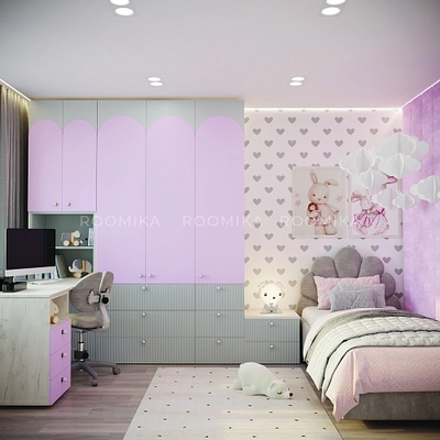 Шкаф книжный/для одежды с тремя ящиками, фасады в эмали LE213