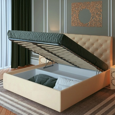 Кровать двуспальная мягкая МИРА с подъемным механизмом, 140x200