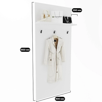 Панель широкая с полкой и крючками L177