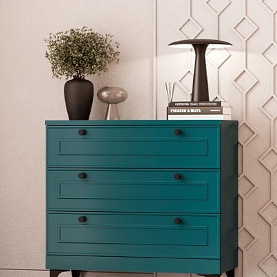 Комод с ящиками узкий  с эмалевой столешницей и боковинами A703.40ESB