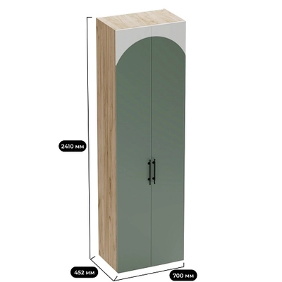 Шкаф двухдверный со штангой, фрезерованные фасады в эмали LE243.44
