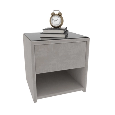 Тумба прикроватная мягкая, стекло прозрачное САНРАЙС 751