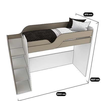 Кровать-чердак E908, 90x200 L/R