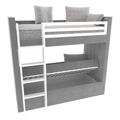 Кровать мягкая двухъярусная ДУО, белый L/R